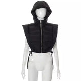 TIE SIDE HOODED PUFFY VEST